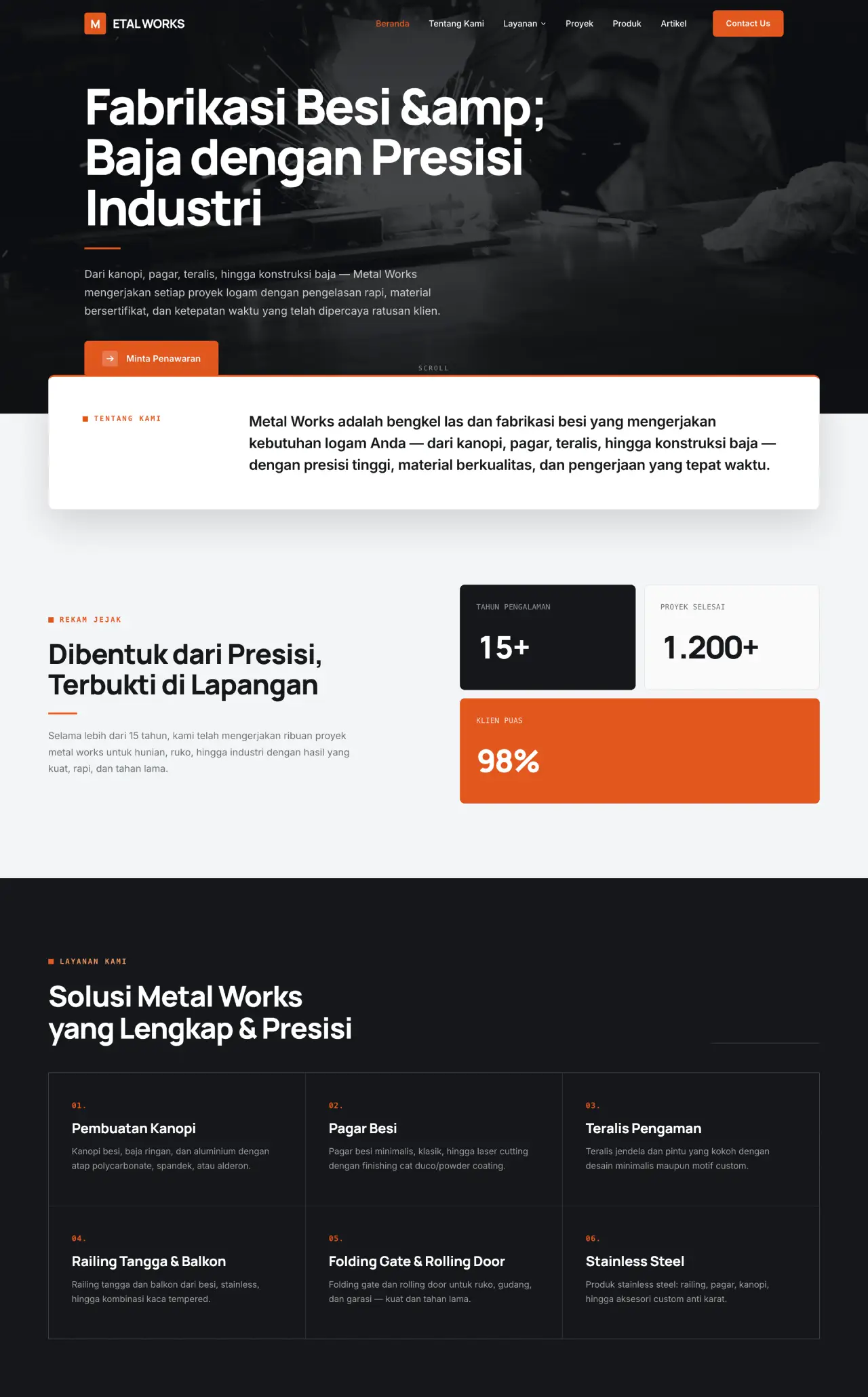 Tampilan desain Metal